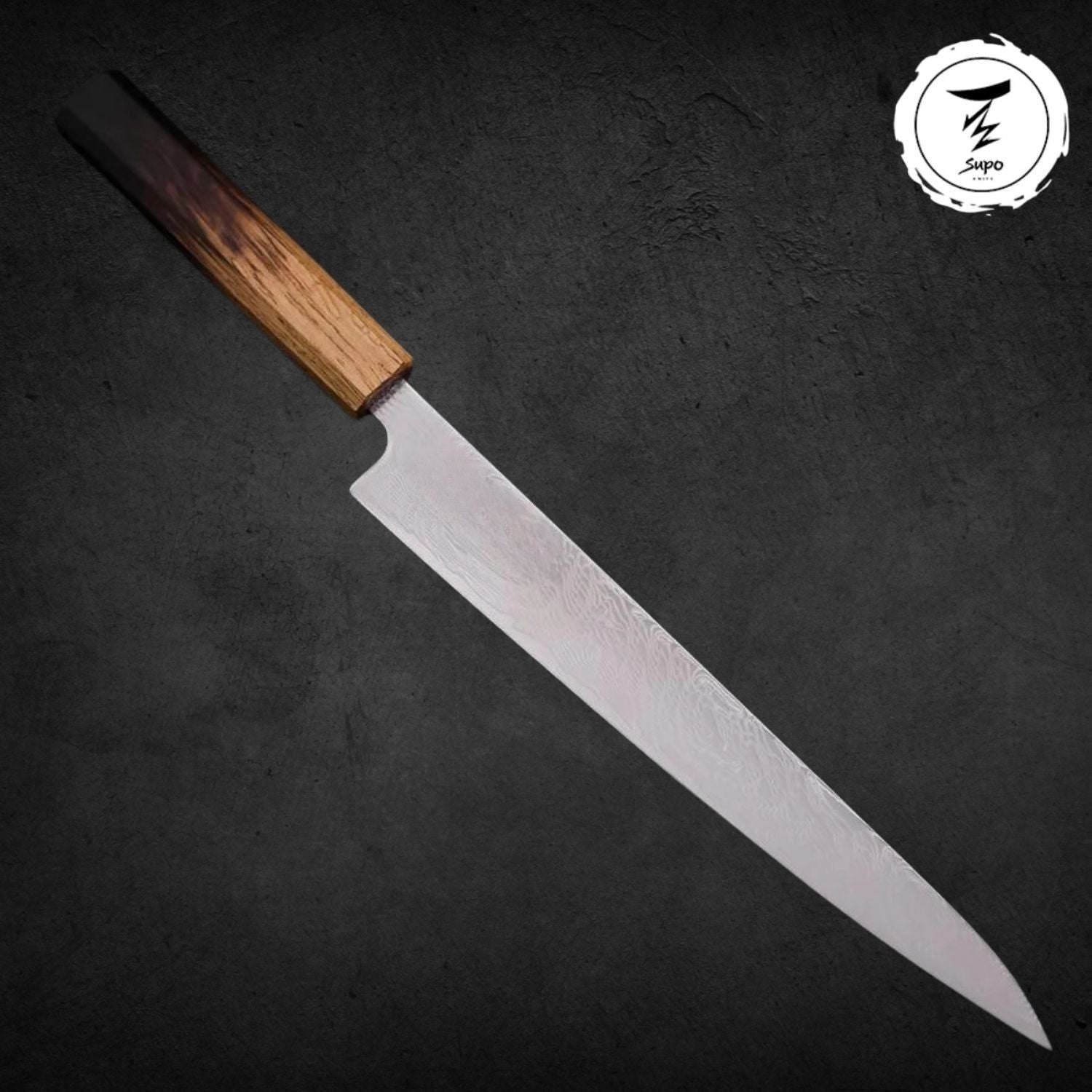 240mm Sujihiki Damascus Yaki Urushi Handle