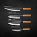 4-Piece Essential Kitchen Knife Set, Hand-Forged Blue Steel Knives (Sujihiki/Slicing, Santoku, Deba, Petty)