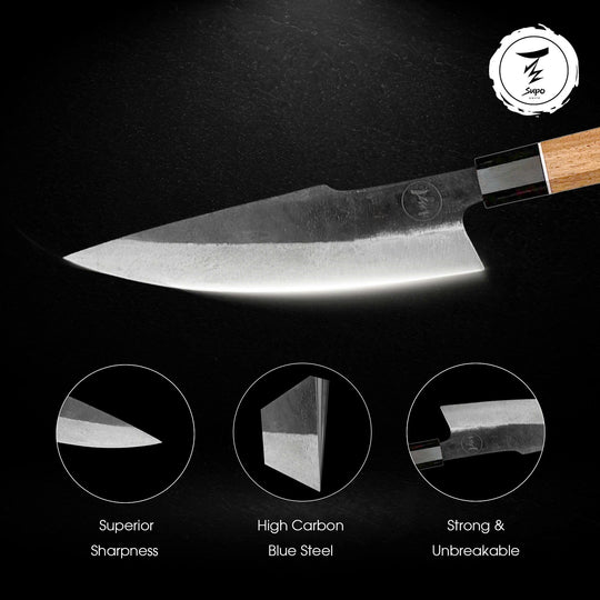 8-inch Gyuto Chef Knife Blue Steel Natural Hardwood Handle