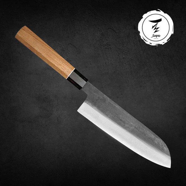 supo santoku knife with wood handle
